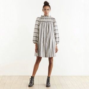 Anthropologie The Odells Giva Gathered Neck Imperial Jacquard Mini Dress Small